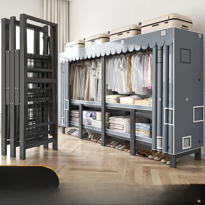 

Integrated folding cloth wardrobe free installation