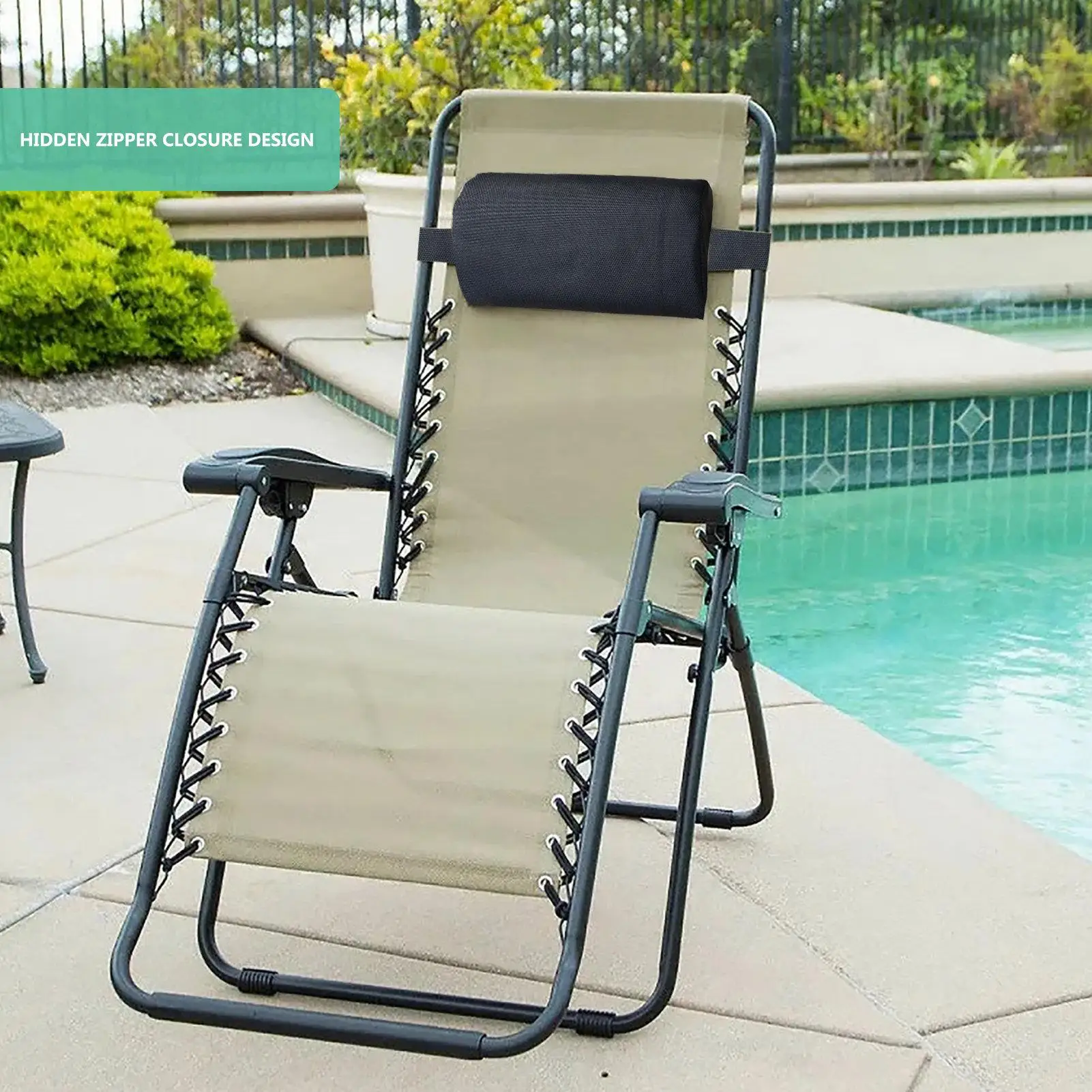 Pool Lounge Chair Pillows Ledge Lounger Pillow with Strap Universal Removable Camp Terrace Lounge Chair Lunch Break Rest Pillow