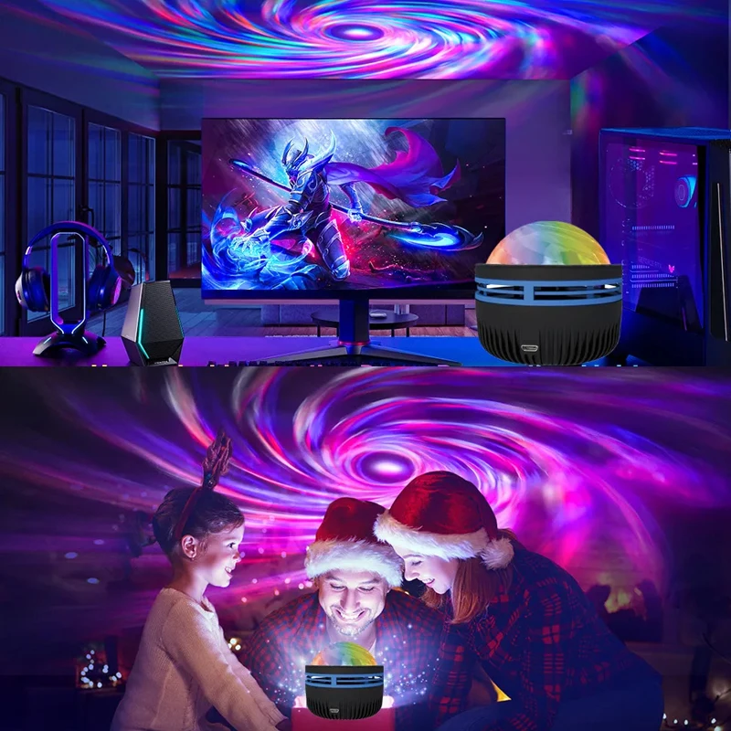 USB Colorful Galaxy Projector LED Light Galaxy Sky Bedroom Night Light with Remote Control Kids Room Christmas Party Decoration image 2