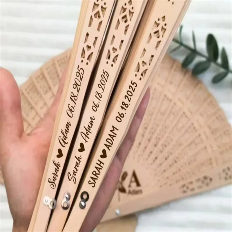 Personalized Folding Wooden Hand Fans Custom Engraved Wedding Fans Party Favor Bridal Shower Gifts for Guests Souvenir