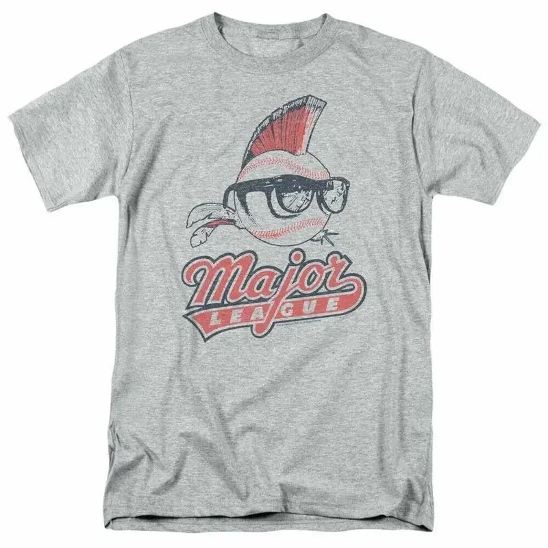 Major League Vintage Logo T Shirt Licensed Comedy Baseball Movie Sport Grey