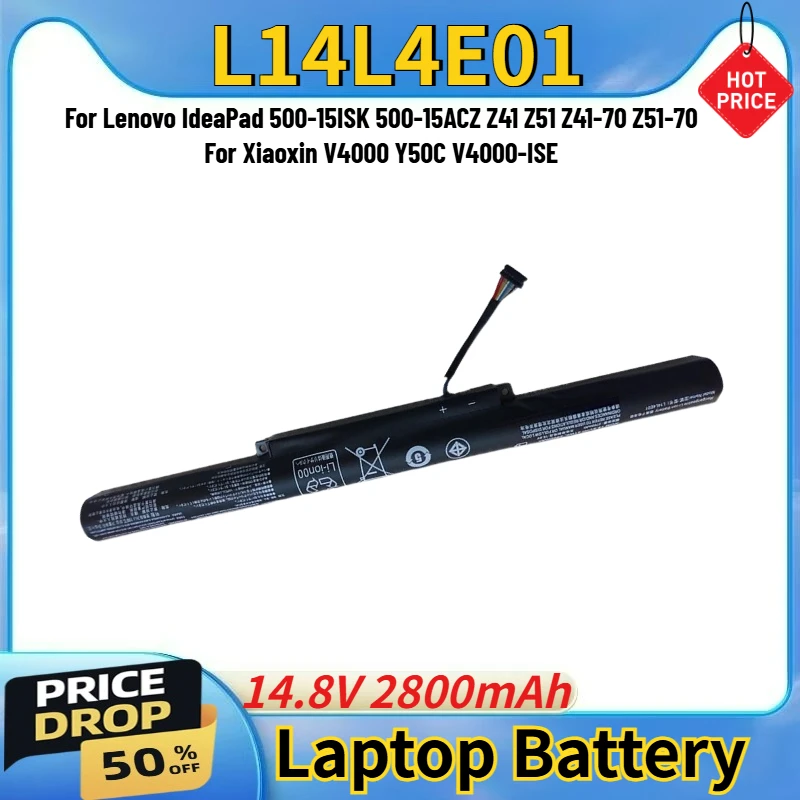 

For Lenovo IdeaPad Z41-70 Z51-70 500-15ISK Z41 Z51 , Xiaoxin V4000 Y50C High Quality 14.8V 2800mAh L14L4E01 Laptop Battery