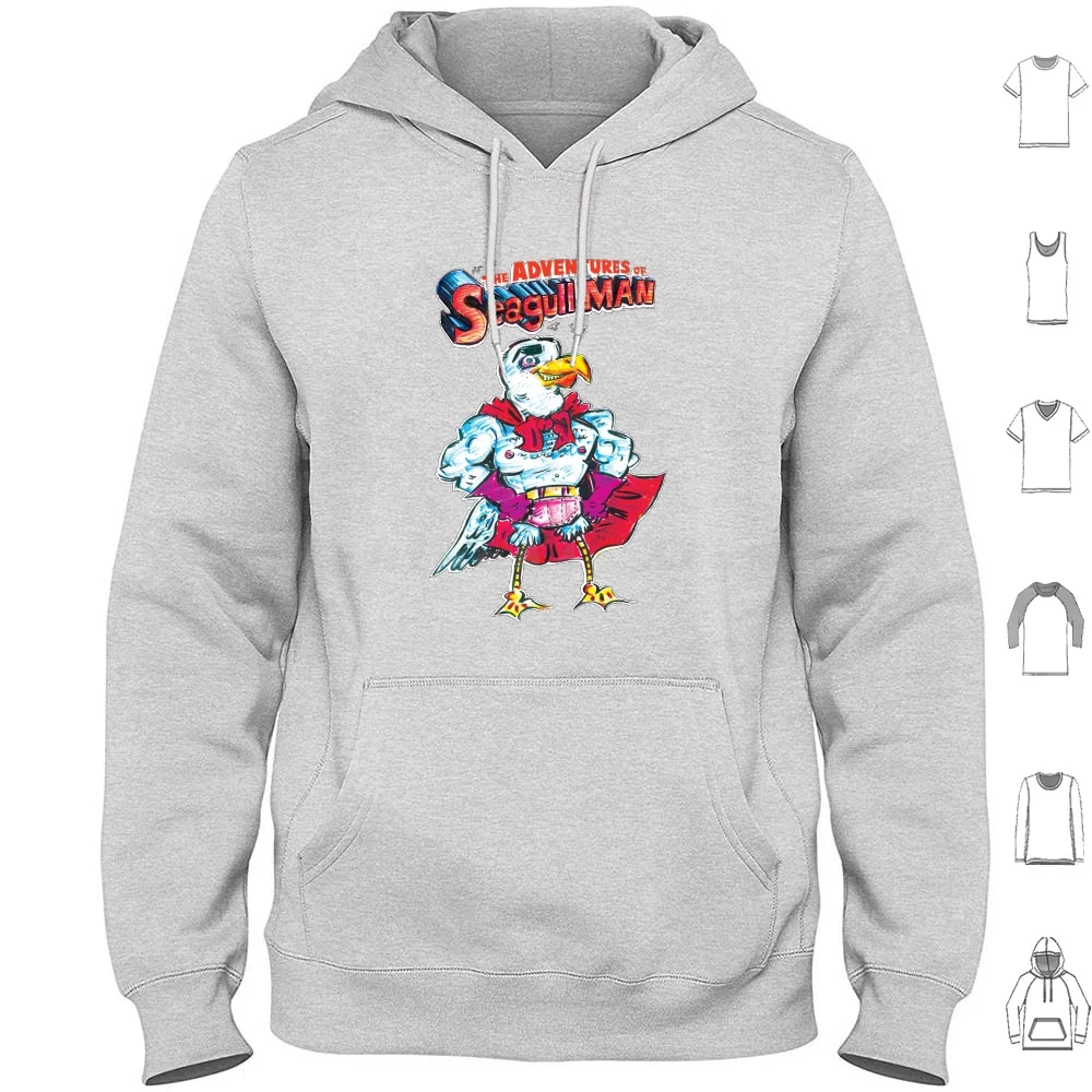 Seagull Man-Hero Pose Hoodie Cotton Long Sleeve Seagull Man Superhero Comic Book Hero