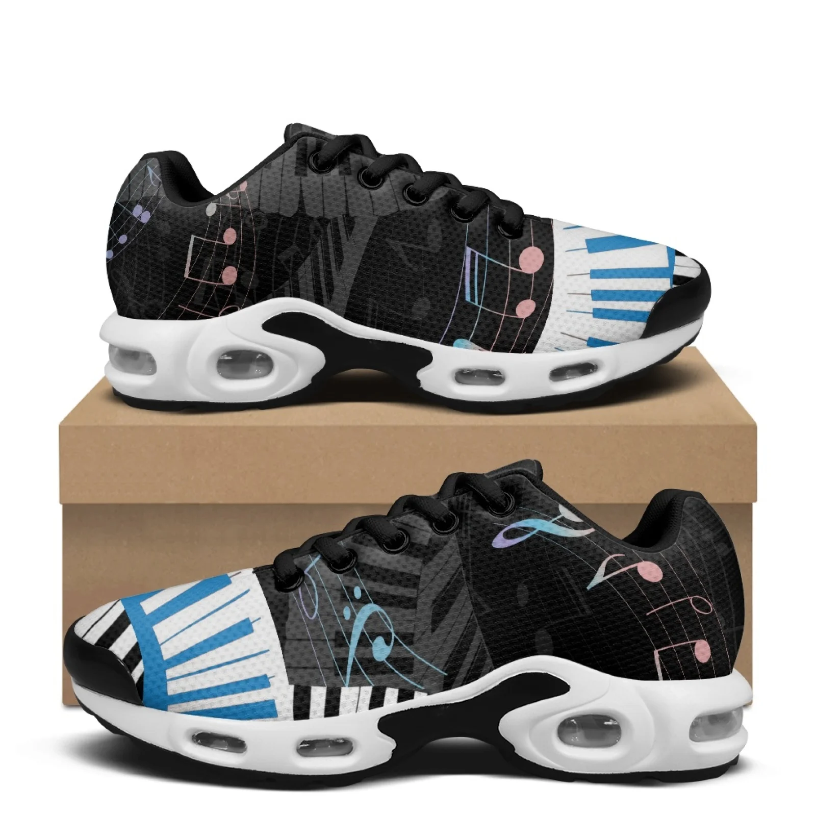 PENSTROLL Piano Music Note Breathable Air Cushion Sneakers Sport Shoes for Men Easy Shock-Absorbing Running Sneakers