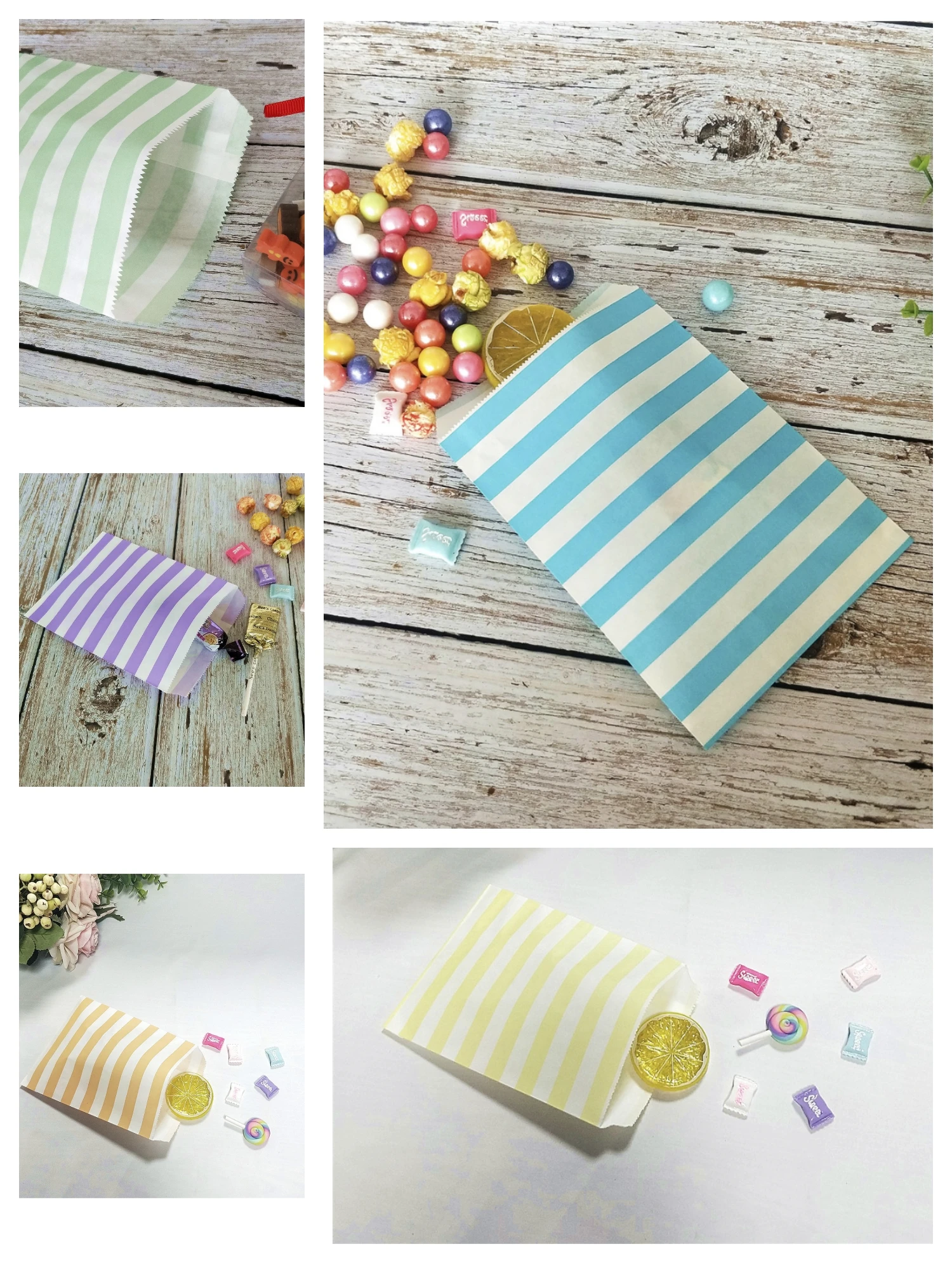 96Pcs 13x18cm Mixed Pink Mint lemon Blue Lavender Peach Unicorn Pastel Candy Bags 5