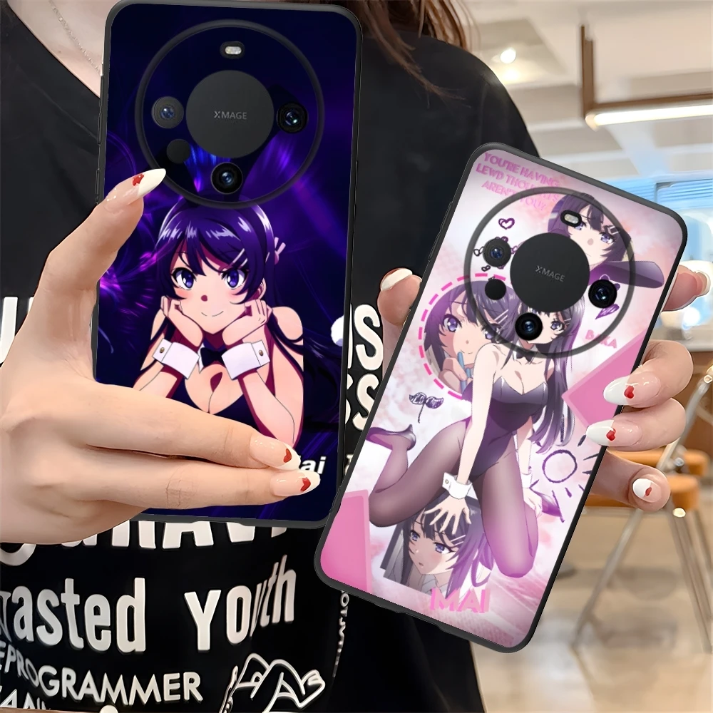 Anime Sakurajima Mai Mobile Cell Phone Case for Huawei Mate 60 50 40 30 20 10 Pro Plus Lite E 5G Black Soft Phone Cover Shell