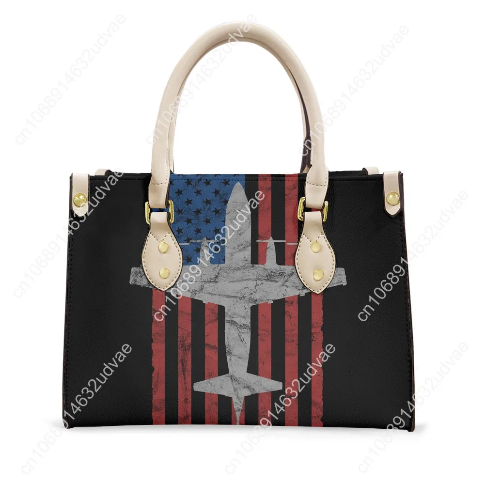 P-3 Orion Vintage Flag Tote Bag Purse Womens Mens High Quality Personalized Text Image PU Leather Handbag Commuter Shopping Bags