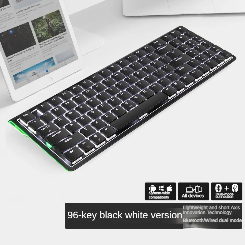 

MiFuny Mechanical Keyboard Wireless Metal Panel Ultra Thin Bluetooth Hot-Swap Low Profile 96keys Office Keyboard for Win/Mac/ios