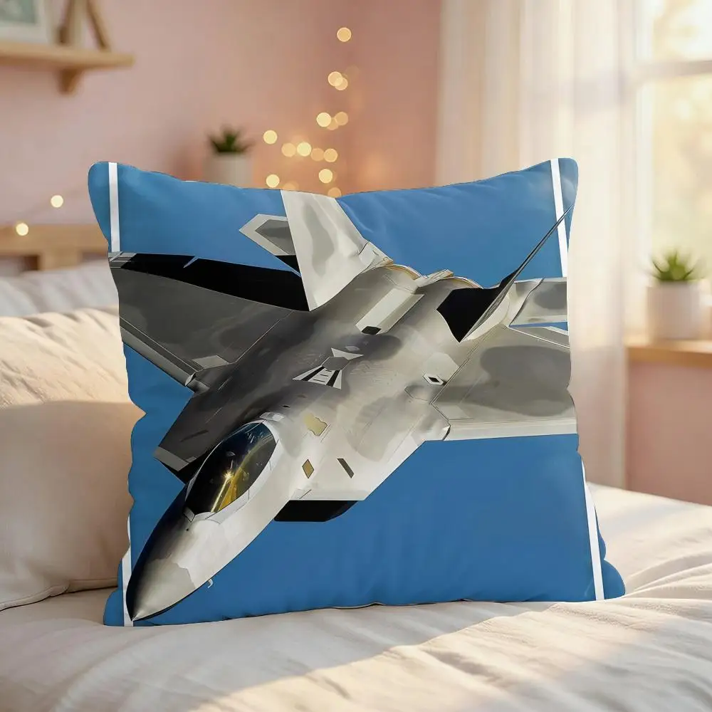 USA Modern Fighter Jets Cool Cushion Cover Silky Short Plush Invisible Zipper Dustproof Sofa Pillow Case For Home Decor