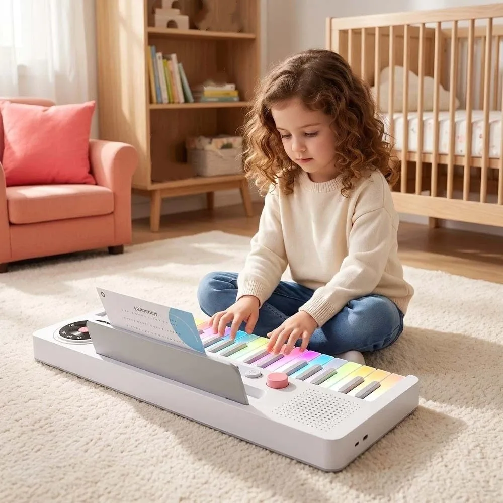 37 Key Kids Electronic Piano Toy LED Colorful Lights 22 Timbre Children Electronic Organ Learning Music Small Piano Keyboard Toy