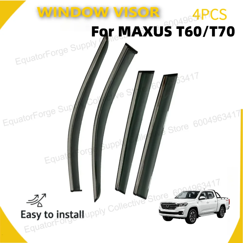 

High-End Injection Window Visor for MAXUS T60/T70, PC+Stainless Steel, Rain Sun Guard, Car Accessory