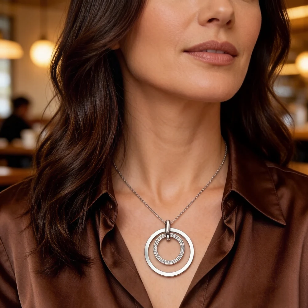 Pendant Circles Pave Brand New Fashion Glam Jewelry Europe 925 Sterling Silver Accessories Soul Gift For Women