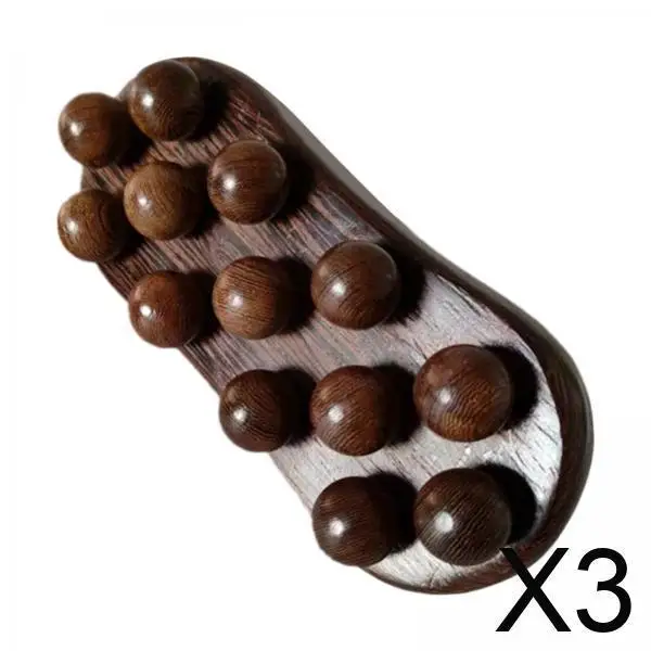 

Guasha Scraping Massage Body Brush with 13 Beads Wooden Manual Massager for Neck Shoulder Back Therapy