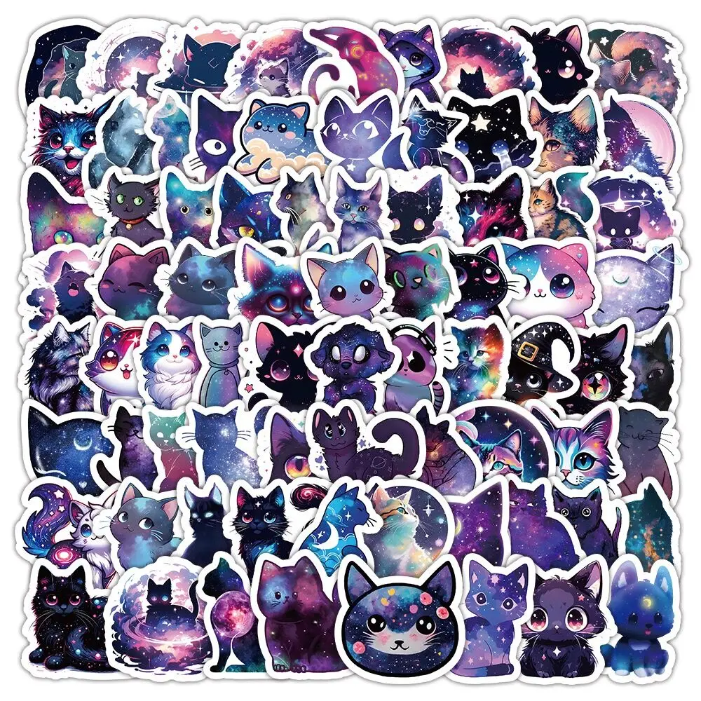 

10/50/100pcs Cute Colorful Starry Sky Cat Stickers Kawaii Cartoon Graffiti Decal Sticker DIY Phone Fridge Water Bottle Luggage