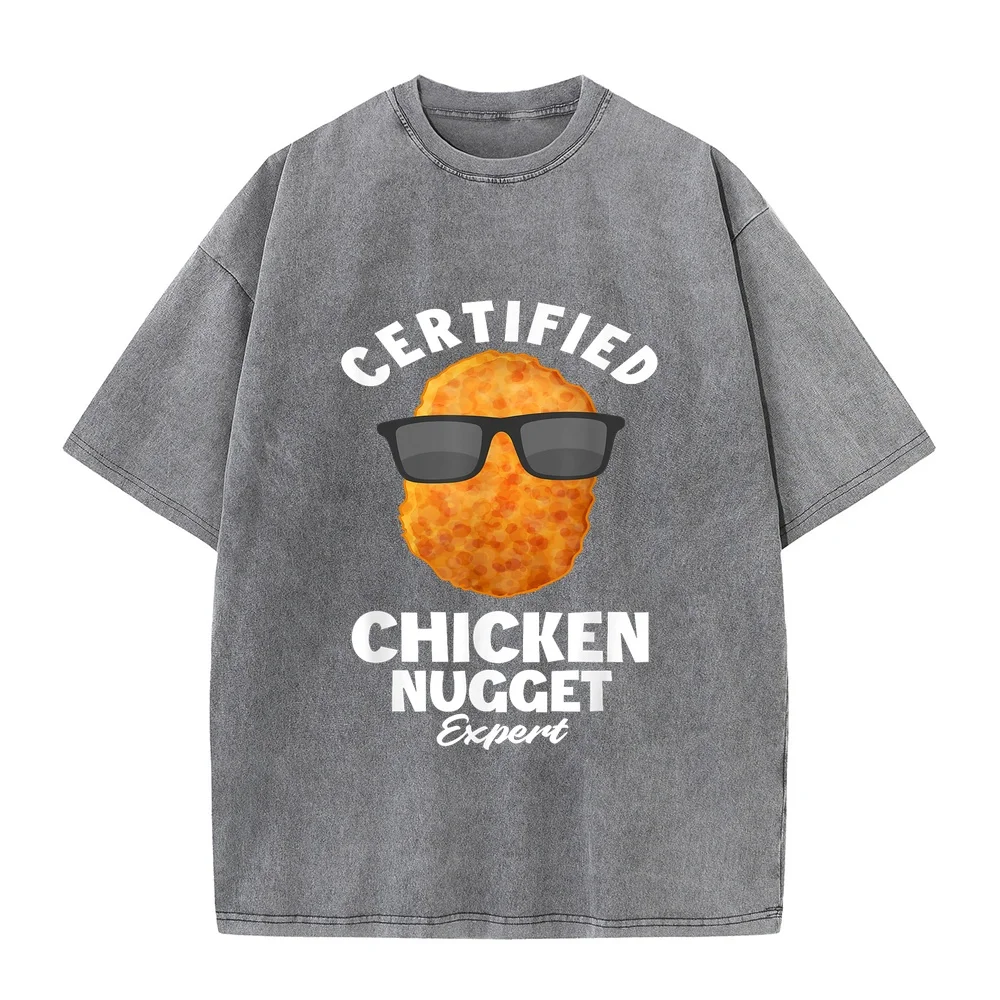 Certified Chicken Nugget Expert Funny Nuggets T-Shirt Small Y2k Graphic Tee Men Fashion Big Size Men's Clothes Humor Shirt