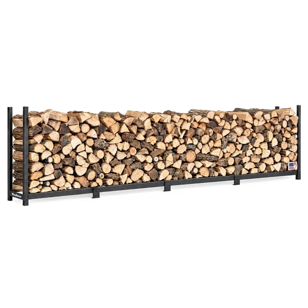 16 ft Raised Firewood Rack Black w/o Cover 1 Cord Made in USA