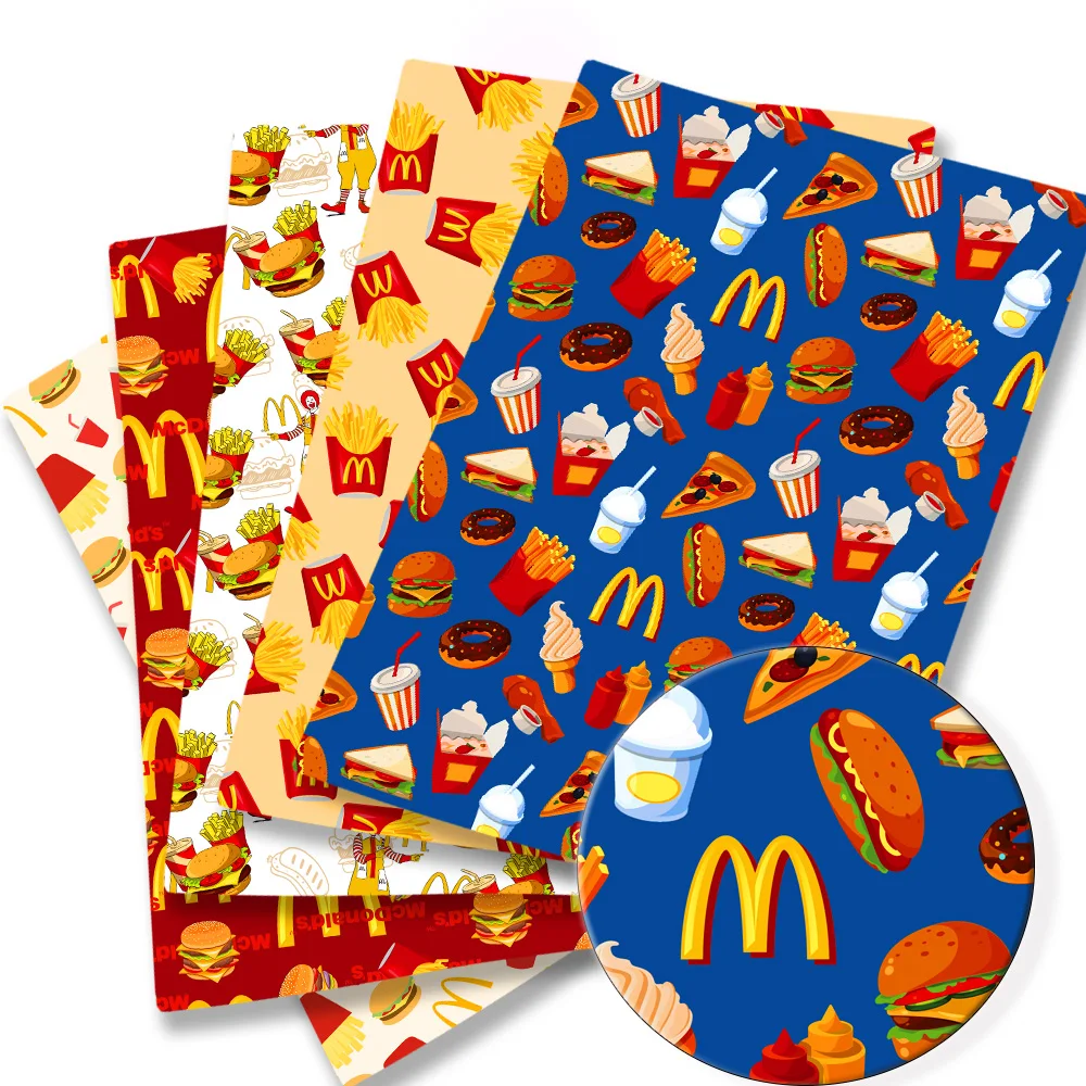 Hamburger Cartoon Fabric Hot DIY140*50cm Handmade Sewing Patchwork Quilting Baby Dress Home Sheet Printed Fabric Kids Fabric