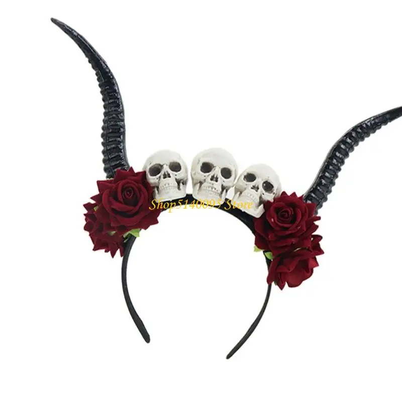 DXAE Festival Devil Antelope Horn Hairband For Women Lady Secured Fit Halloween Hair Hoop Themed Costume Accessories