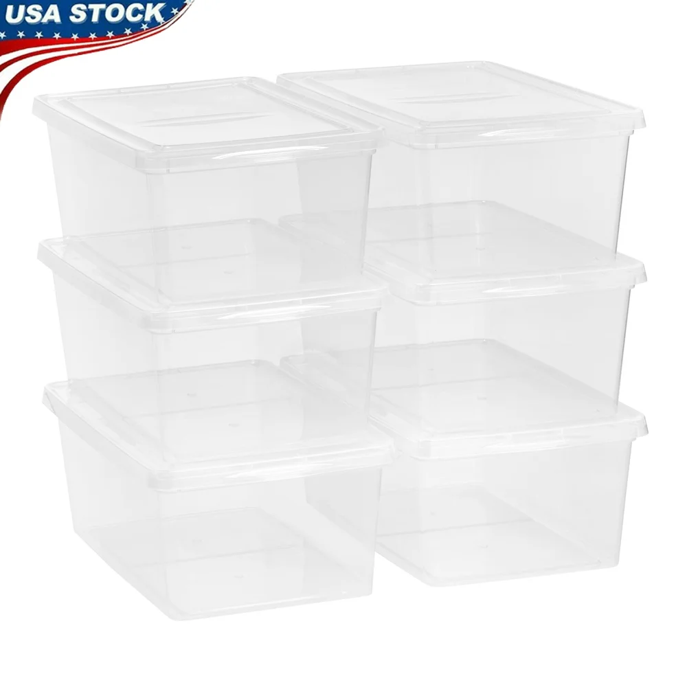 

17 Qt Plastic Storage Bins with Lids Stackable Containers Home Office Garage Organization 8 Pack Durable Versatile Totes