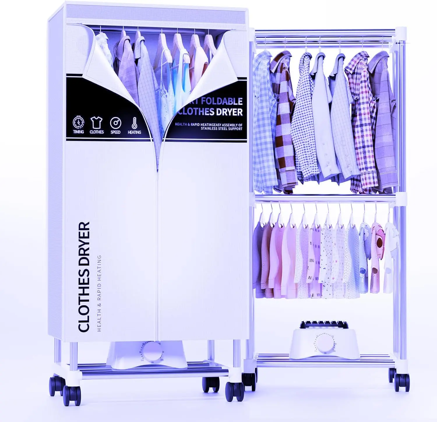 

Portable Clothes Dryer, 60' Electric Drying Rack with Timer, Large Capacity for Home & Apartments (Grey ZL8)