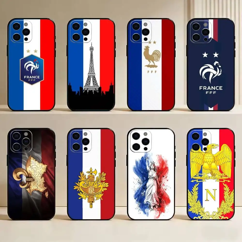 Tricolor National Flag And France Phone Case For IPhone 17,16,15,14,13,12,11 Plus,Pro Max,XS,Soft Silicone Black Cover