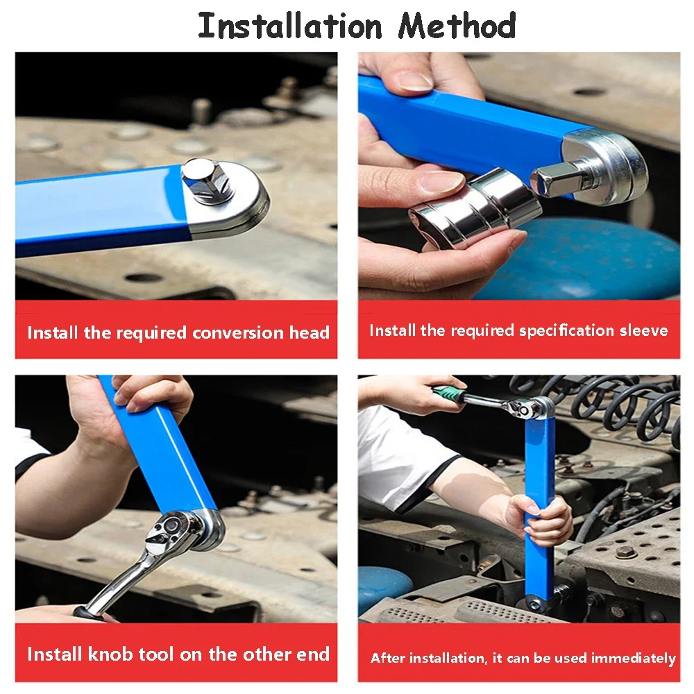 مفتاح تمديد أوفست مدمج، مفتاح تمديد احترافي بدون أوفست، أداة تمديد مساحة ضيقة، 4 محولات أداة إصلاح السيارة