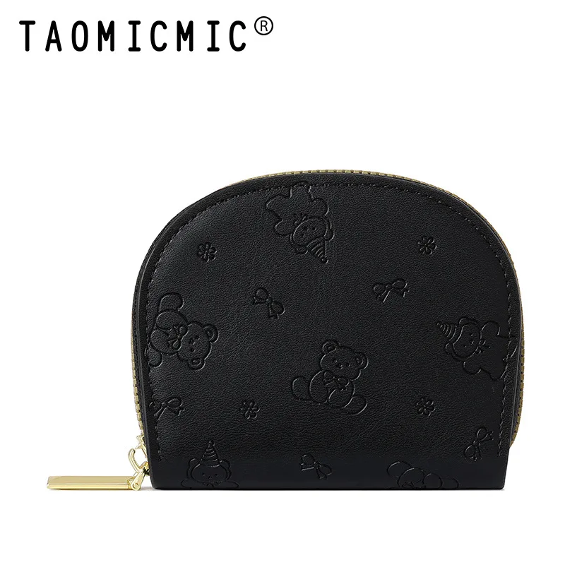 Estilo coreano em relevo concha moeda bolsa para estudantes bonito dos desenhos animados urso acordeão titular do cartão grande capacidade id organizador