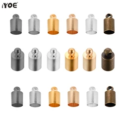 iYOE 50pcs/Lot Round Cord End Caps 2 3 4 5 6 7 8 9 10mm Crimp End Stopper Cap Connector For Jewelry Making Bracelet Necklace