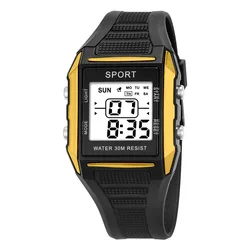YIKAZE-reloj deportivo Digital para hombre, cronógrafo electrónico, resistente al agua, color negro, ideal para estudiantes