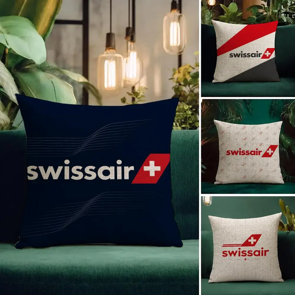 Brand Swissair Cushion Cover Natural Linen Pillowcase Set All-in-One Decor Cushion Cover for Sofa Bedroom Chair