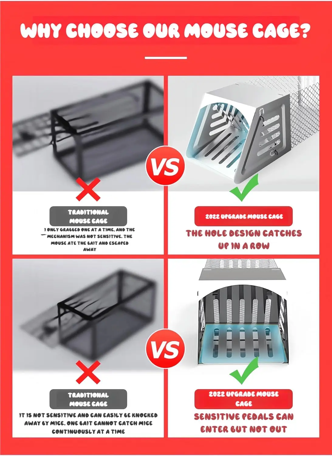 مصيدة فئران أوتوماتيكية، قفص مصيدة فئران بشرية، مصيدة قوارض لايف قابلة لإعادة الاستخدام للفئران والفئران والسنجاب، آمنة وفعالة