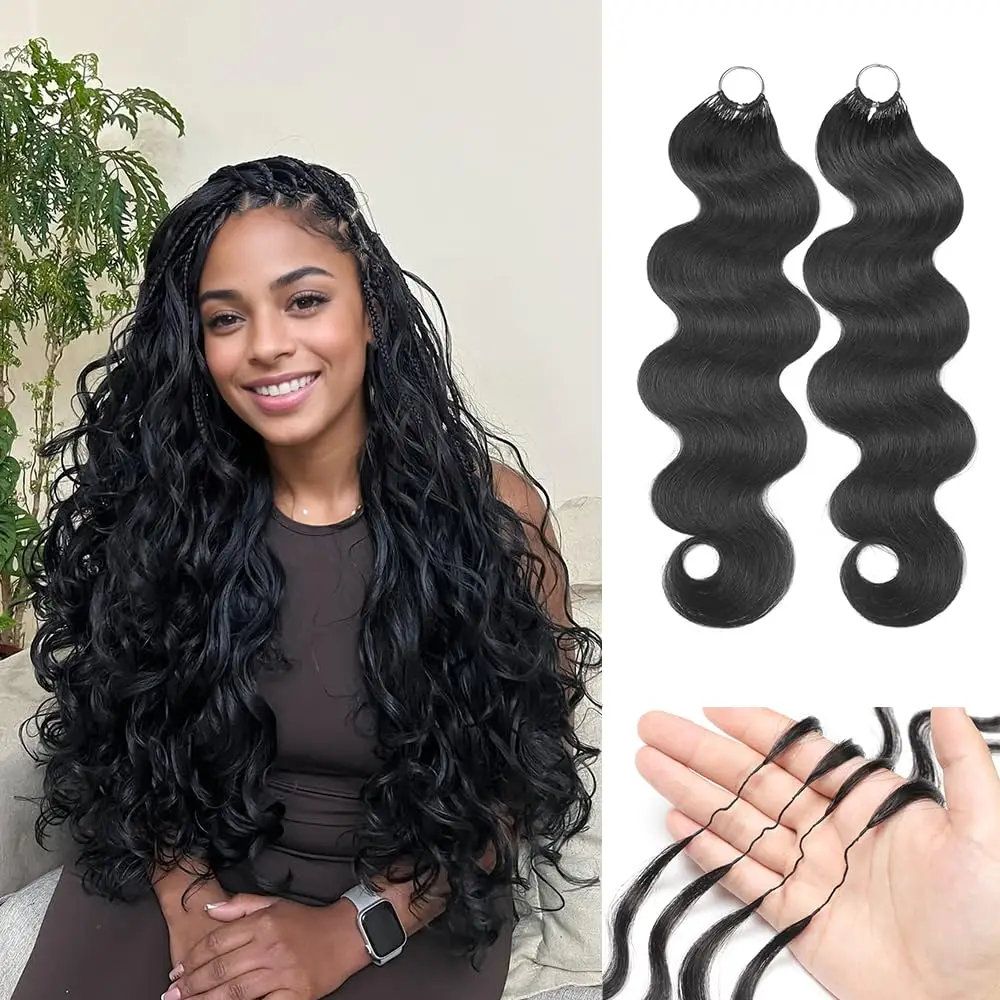 Body Wave Feather Crochet Human Hair 18 Inches Knotless Pre-Separated Lightweight Crochet Human Hair Extensions For Braids Twist