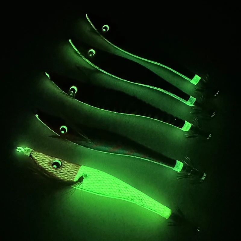 

luminous Metal Shrimp Fishing Lure Jig Wood Shrimp Cuttlefish octopus jig fishing lure UV Coating squid Jig Hook lure