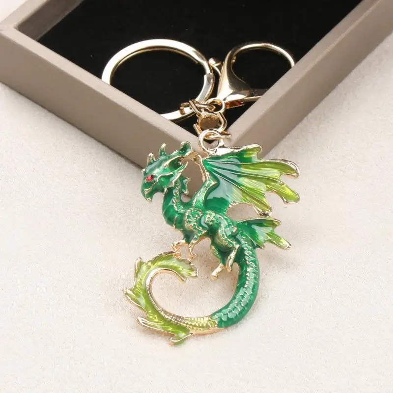 Langlebiges Metall-Fantasy-Drachen-Emaille-Schlüsselanhänger-Set Premium Wyvern-Schlüsselring Taschenanhänger für Autoschlüssel Halloween-Geschenk – Detail 2
