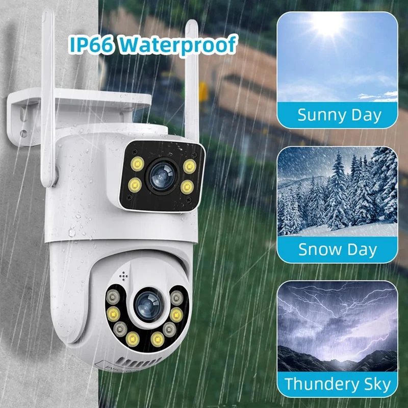 ABSQ-كاميرا أمان لاسلكية 6MP HD عدسة مزدوجة كاميرا واي فاي خارجية تتبع تلقائي كاميرا مراقبة الشوارع