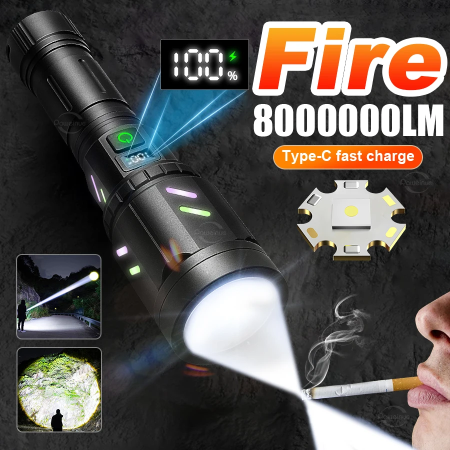 

2025 Most Powerful Flashlight Super Focused Ignition Flashlight Long Range 3000m Waterproof Tactical Lamp High Power Led Torch