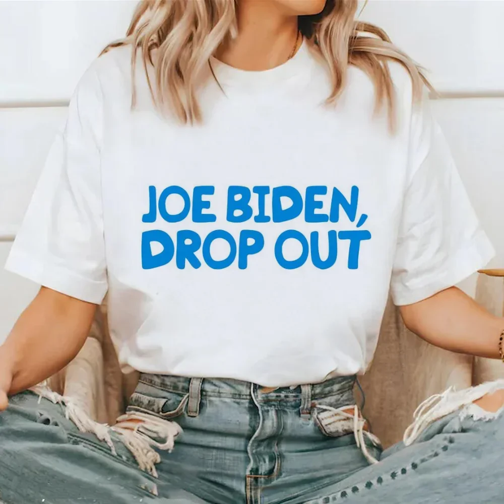 Joe Biden Drop Out Presidential Race Printed Pattern Fun Women's Printed T-Shirt Women's Short Sleeved O-Neck Loose T-Shirt