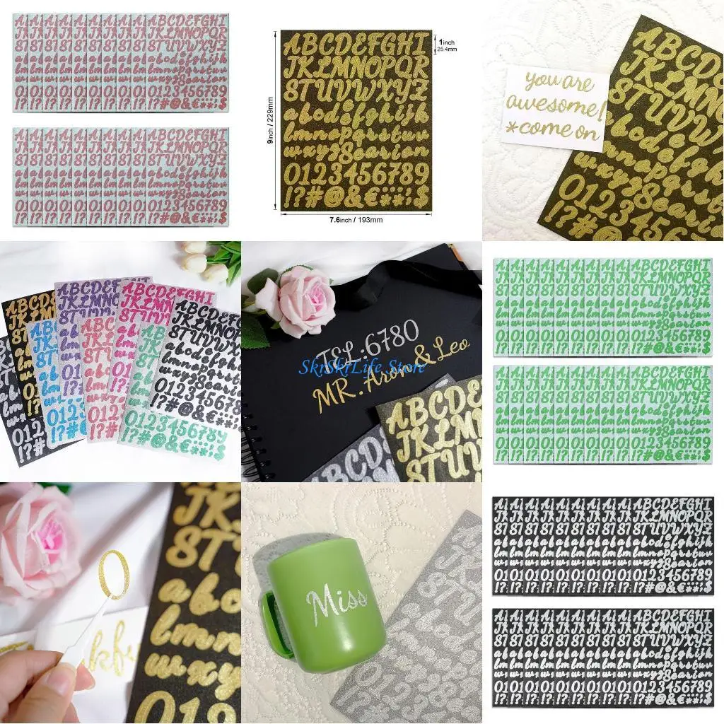 

E65E Glittering Sticker Letter Number Decals for Journal Notebook Planner Scrapbooks