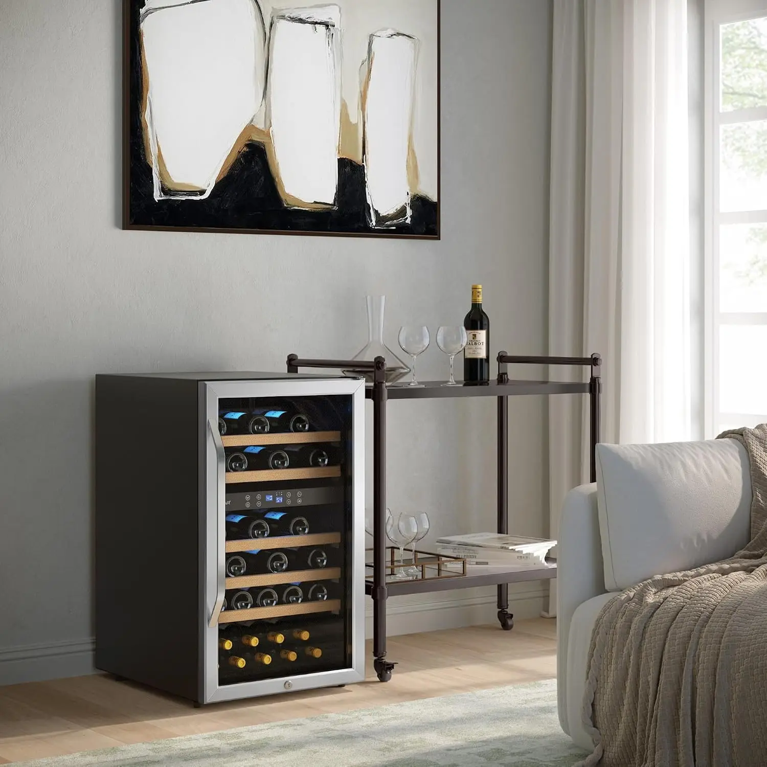 20 Inch 38 Bottle Dual Zone Wine Cooler | Freestanding, 20 Inch Wide, 38 Bottle Capacity, Reversible Door, LED, Customized