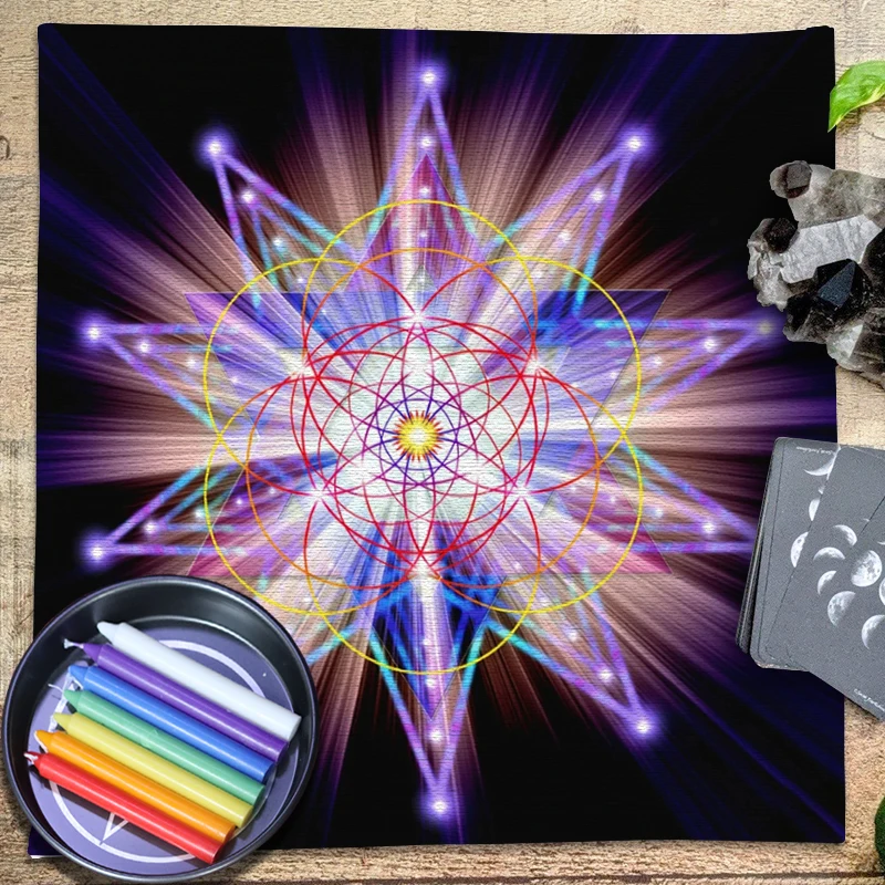 Pagan Witchcraft Divination Artifact Card Mat Spiritual Six-pointed Star Tarot  Tablecloth Metatron Rubik's Cube Altar Cloth