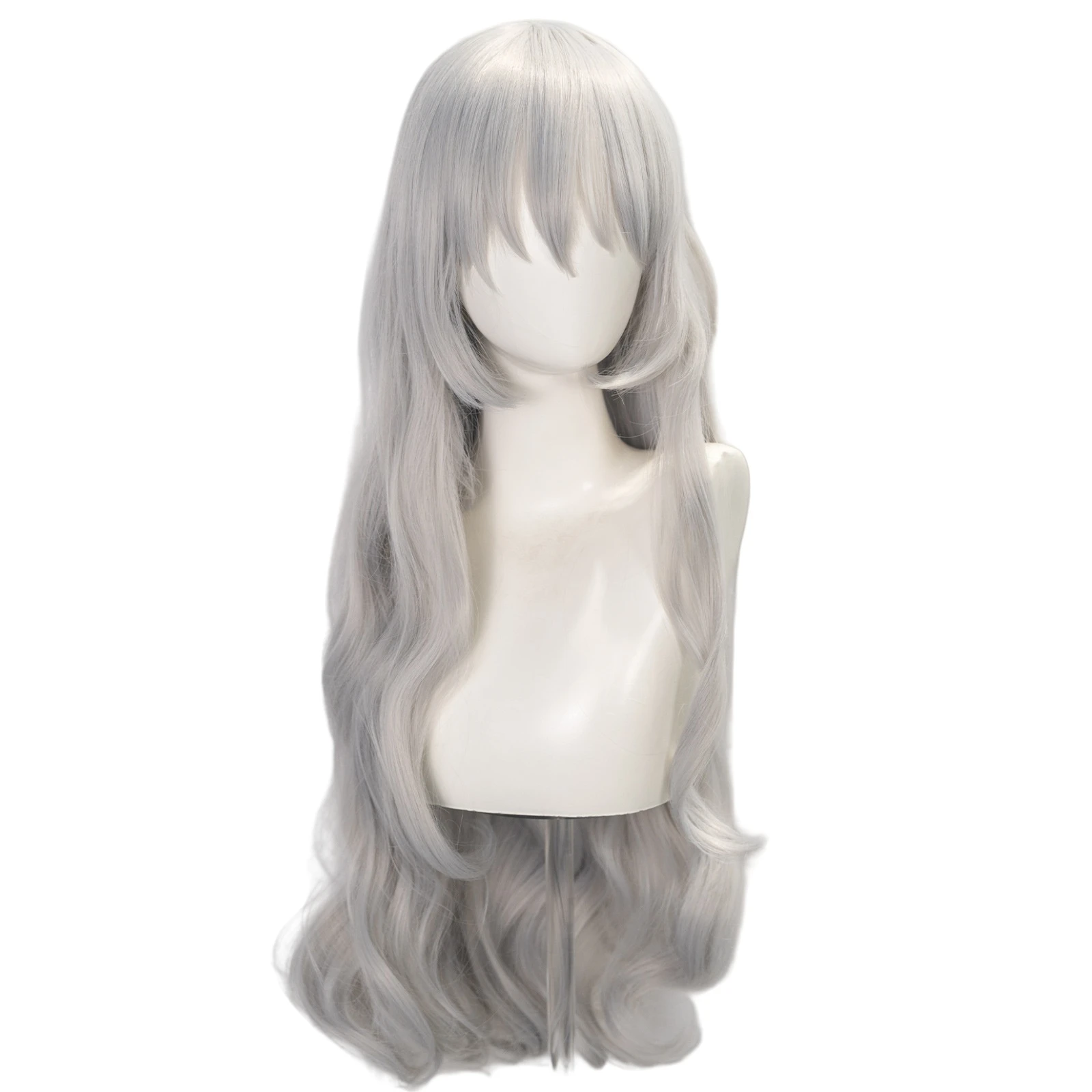 Argalia Cosplay Pruik 77 cm Anime Meisje Zilver Lange Gekrulde Haarband Met Pony Synthetische Pruiken Halloween Party Kostuum Accessoires