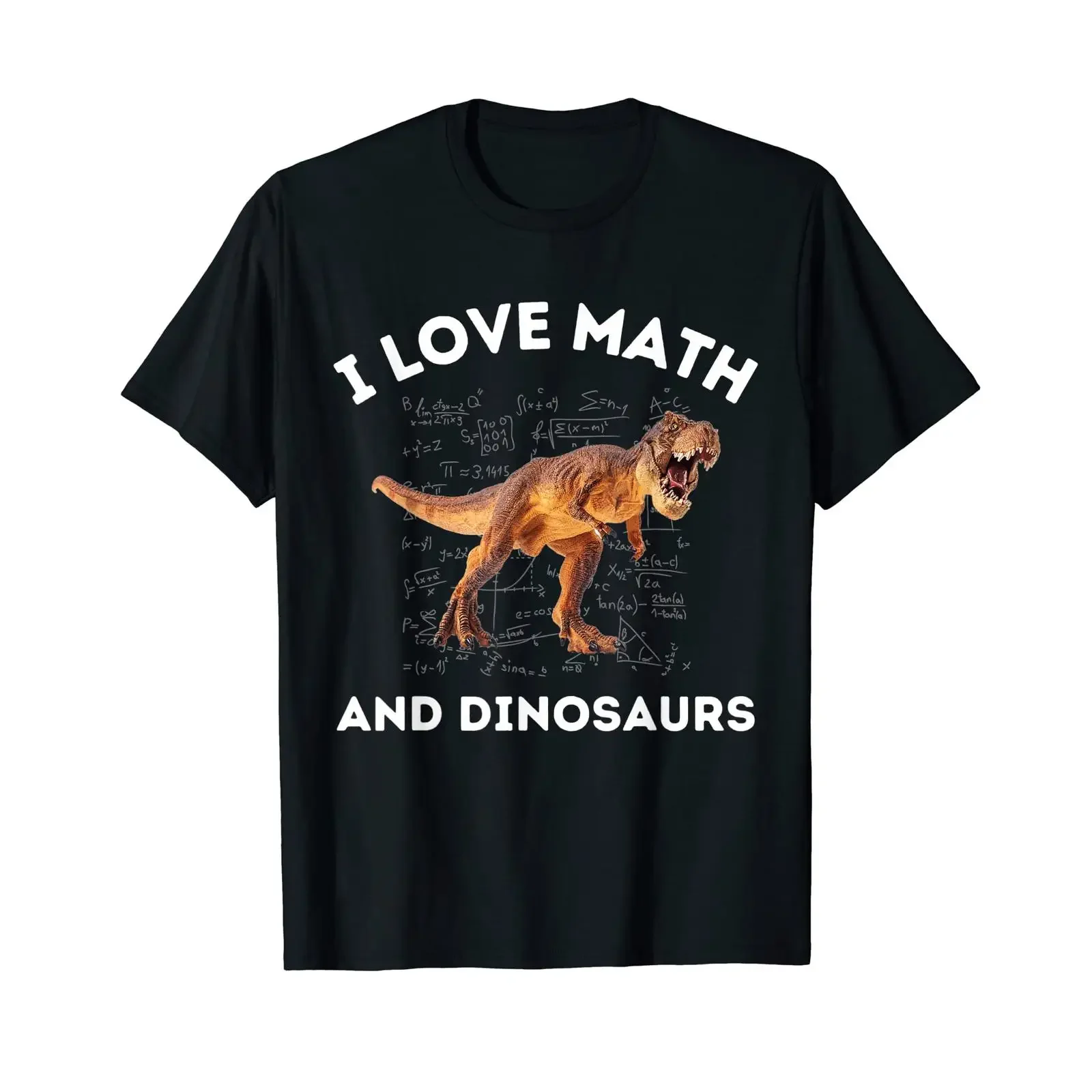 I Love Math and Dinosaurs T Rex Lover Algebra Teacher Shirt black vintage Washed Versatile homme fashion Top For Everyday Wear