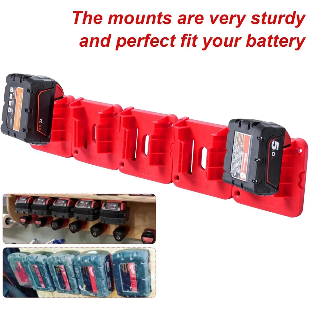 NEUER Batteriehalter für Milwaukee M&18 18V Lithiumbatterie kann an der Wand befestigt werden Batteriespleiß Batteriehalterung Dockhalter – Detail 3