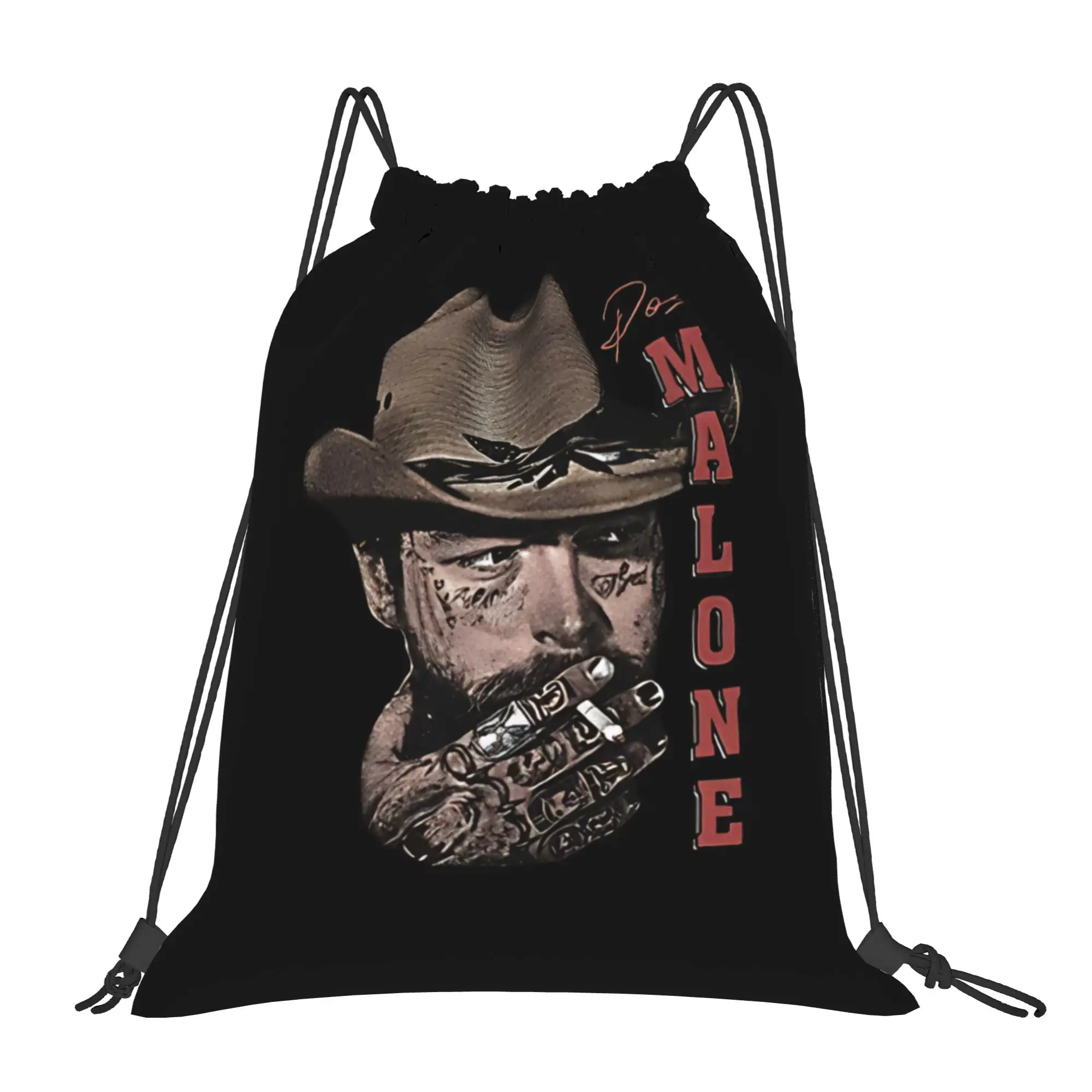 Post Malone retro bearded hip hop  Portable Hiking Riding Gym Drawstring Storage Sporty Backpacks