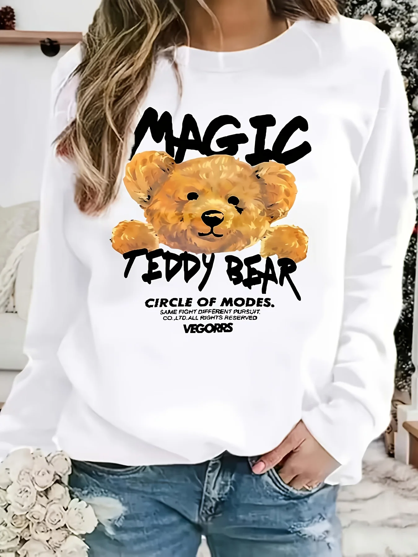 

Teddy Bear Graphic Printing Autumn and Winter Cotton Men's and Women's Sweatshirts Outdoor Sports Leisure Fashion Trend Clothing