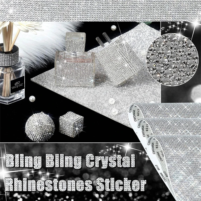Glitter Rhinestone Sheet Sticker DIY Sticker Self Adhesive Glitter Rhinestones Crystal Gem Stickers for Car Decoration