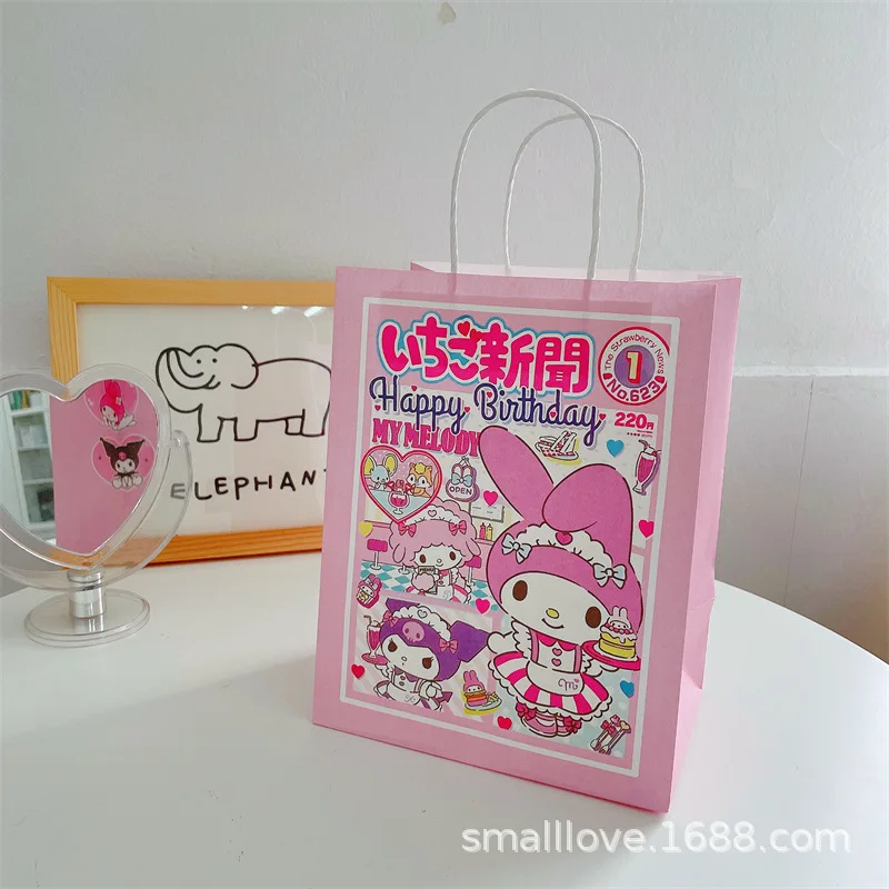 Kawaii Sanrio Kuromi My Melody Gift Bag Storage Bag Kraft Paper Bag Large Capacity Birthday Gift Bag Christmas Gifts For Girls