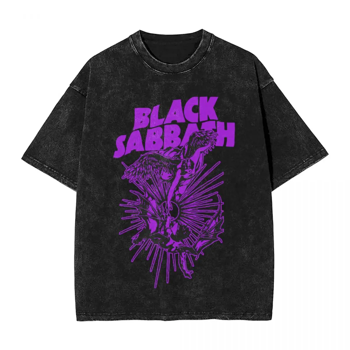 Black Sabbathes Fallen Angels T Shirts Hip Hop Washed 100% Cotton Oversize T-Shirt Rock Men Women Tops Streetwear Graphic Tees