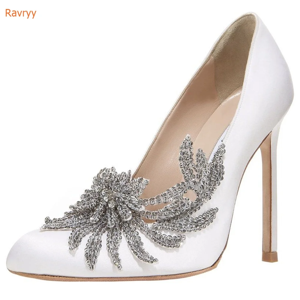 Crystal Bling Bling Pearl Pumps Women Pointed Toe Shoes Patent Leather Thin Heels Slip On Pumps Sexy Shallow Party  Shoes