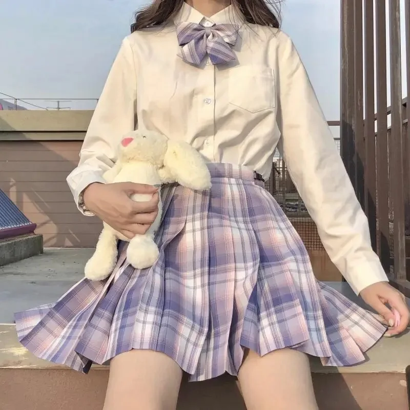 Japanese School Uniform Original Jk Plus Size S-8xl School Uniform Spring and Autumn Lattice Skirt Top Bow Suit Sailor Suit